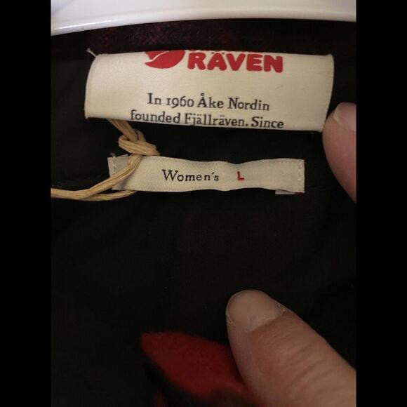 Fallj Raven Womens Red-Black Button-Up Flannel Coat Swedish Wool Cozy Sz L NWT - Picture 10 of 15